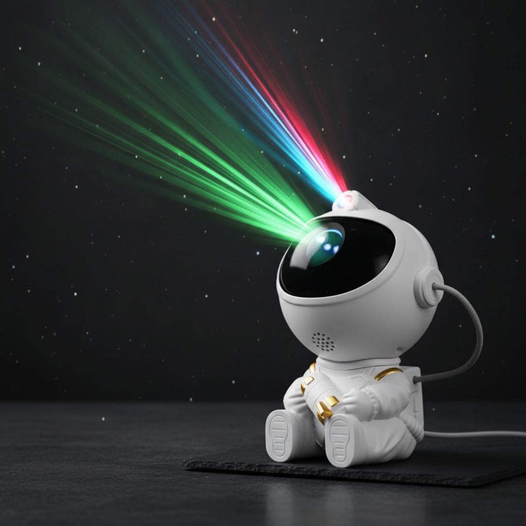 Gros plan du Projecteur Astronaute LED GalaxyMood™ sur fond sombre